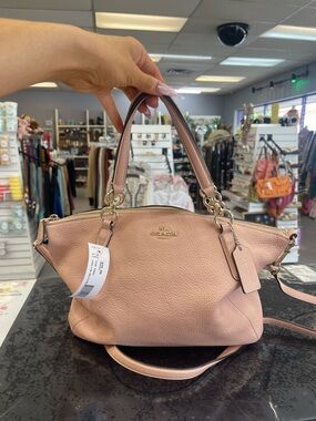 Coach Pebbled Leather Satchel Handbag - Rose Gold Blush